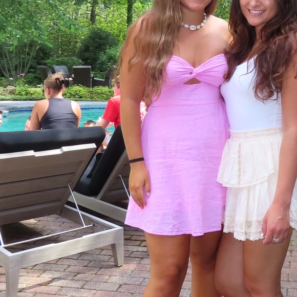 Hazel boutique pink linen strapless dress - Picture 4 of 4